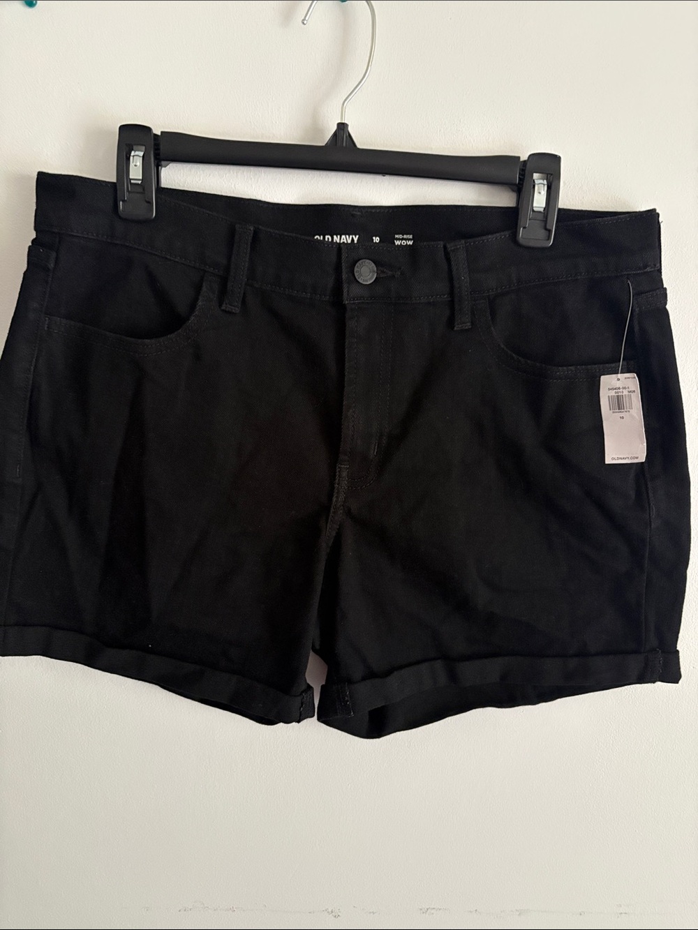 Old Navy Mid Rise Womens Black Denim Short Shorts size 10